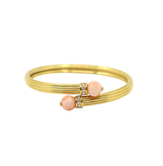 Vintage 18K Gold Diamond Coral Bracelet