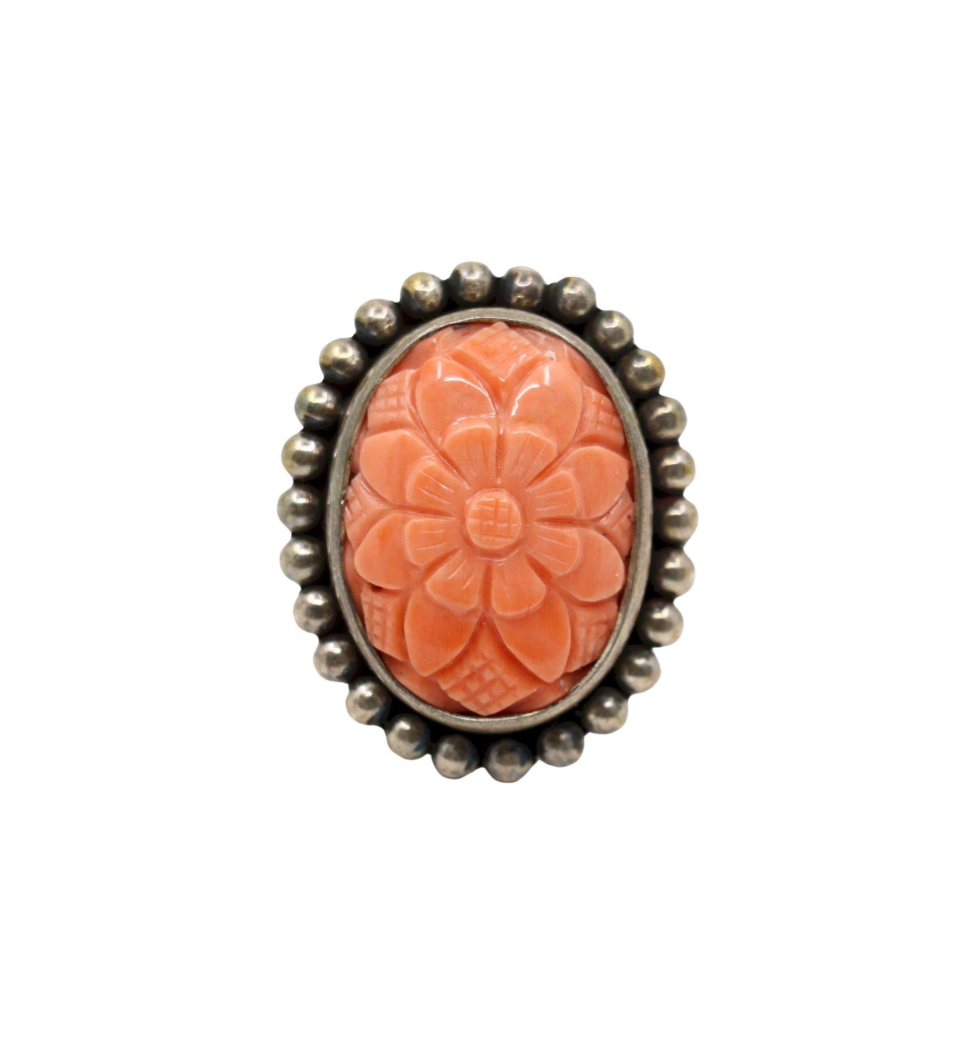 Stephen Dweck Sterling Coral Flower Ring