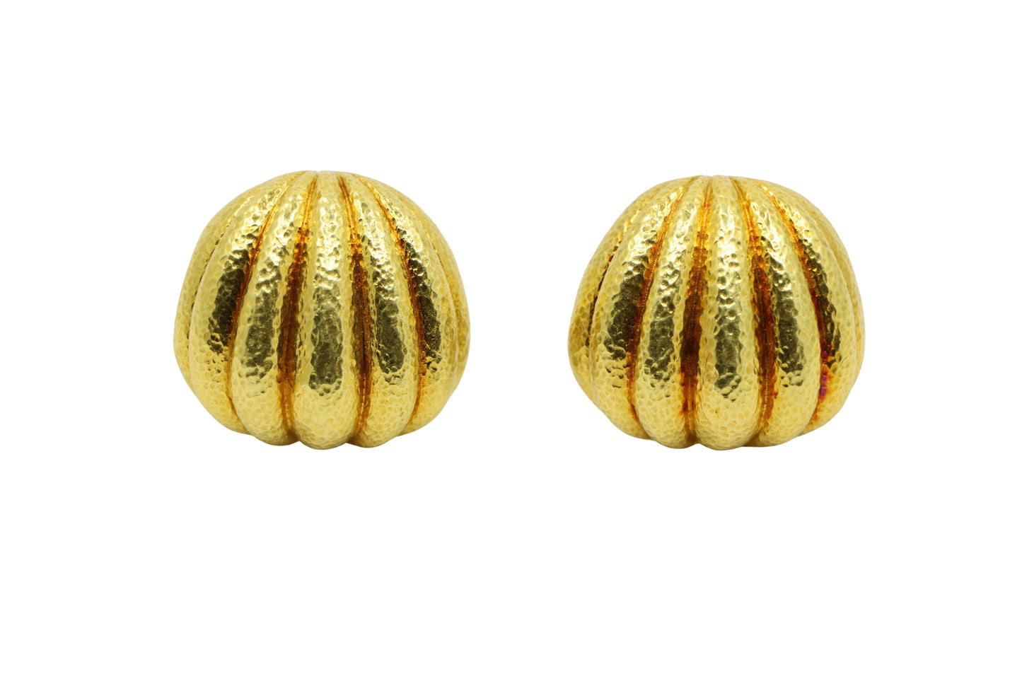 David Webb 18K Gold Hammered Finish Bombe Earrings