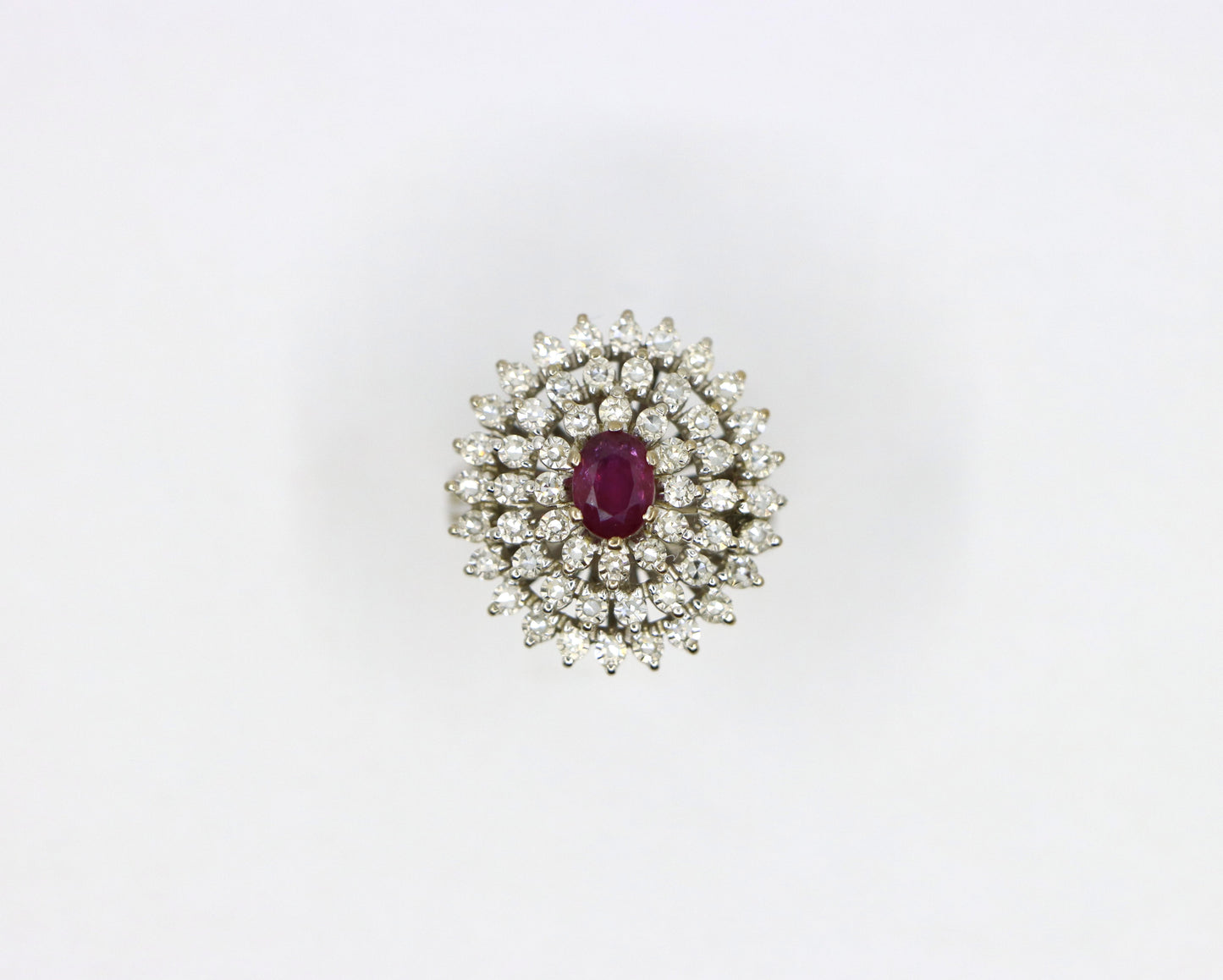 Platinum Diamonds Ruby Ring