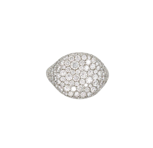 David Yurman 18K White Gold Diamonds Pavé Pinky Ring