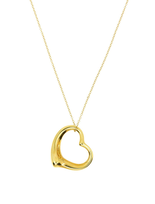 Tiffany & Co. 18K Gold Elsa Peretti Open Heart Pendant Necklace