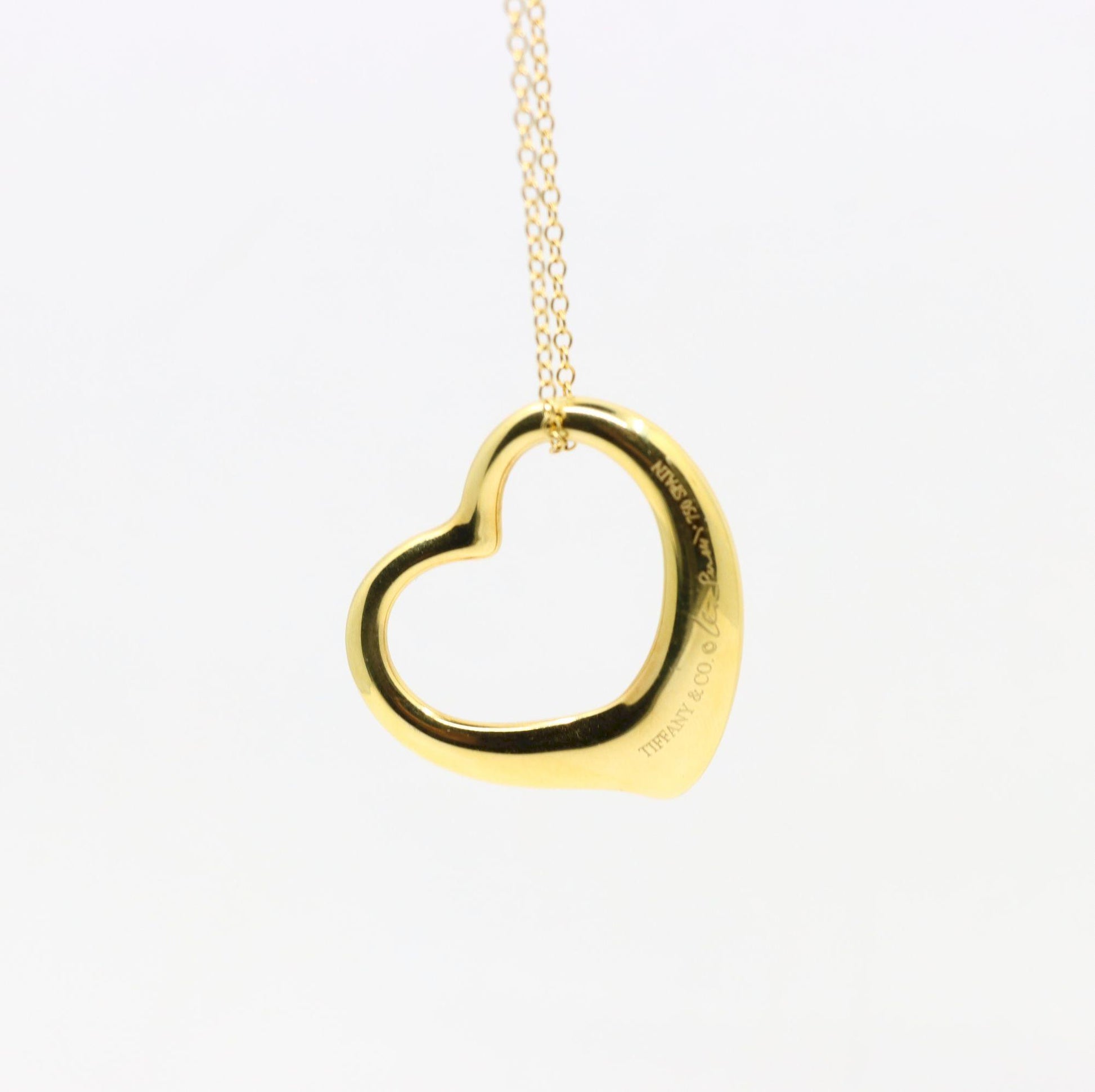 Tiffany & Co. 18K Gold Elsa Peretti Open Heart Pendant Necklace