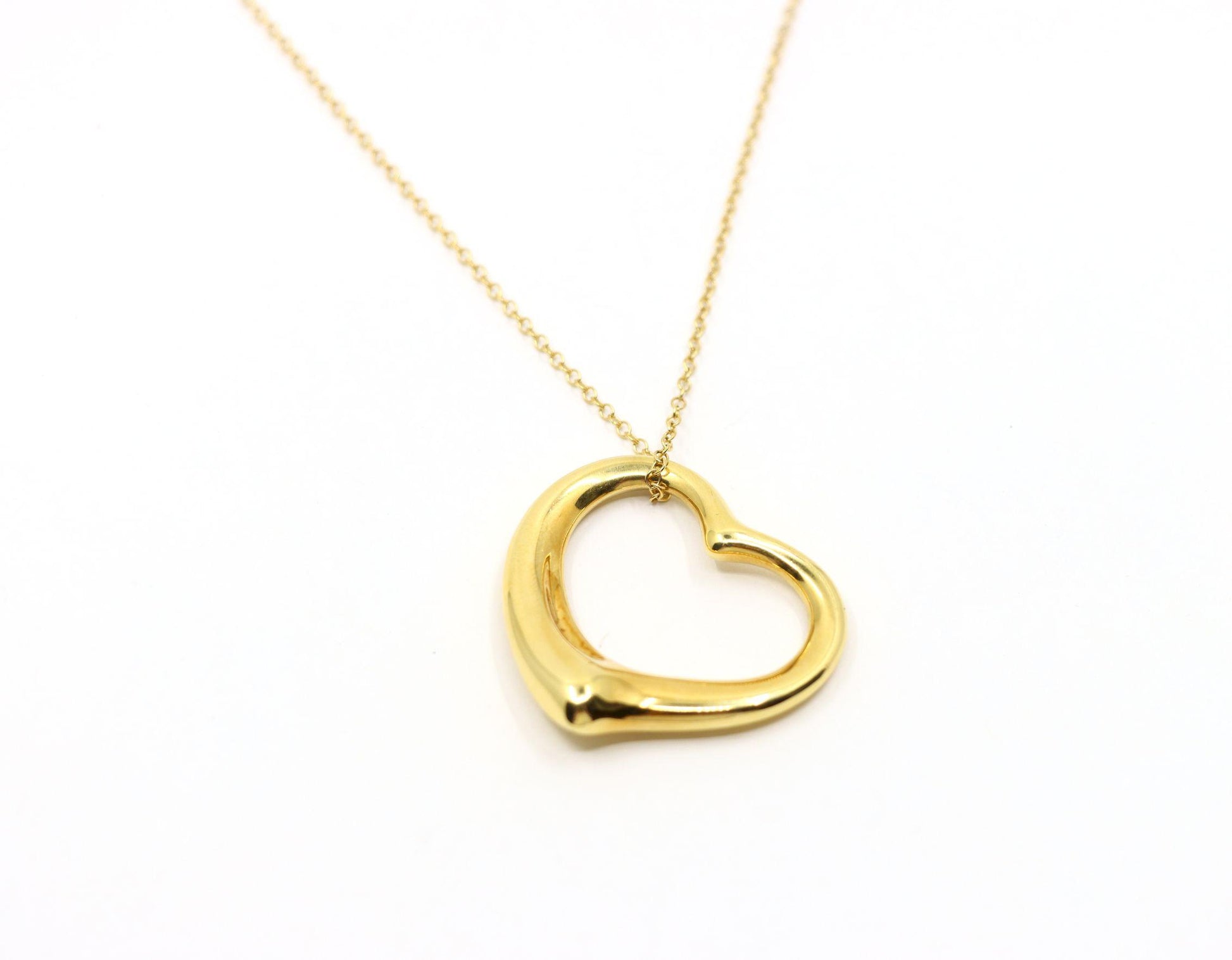 Tiffany & Co. 18K Gold Elsa Peretti Open Heart Pendant Necklace