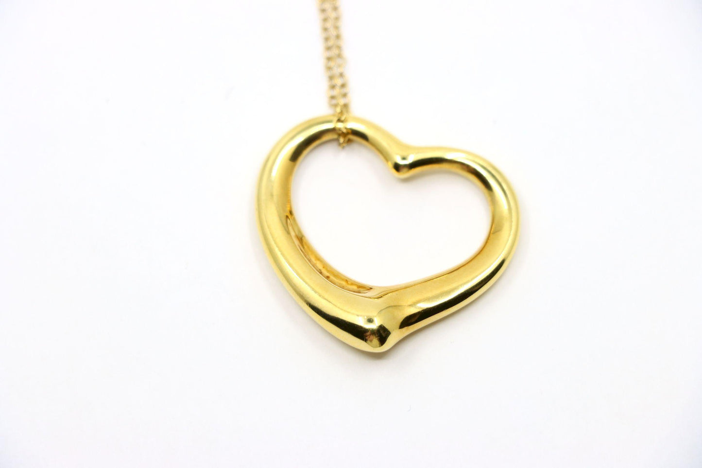 Tiffany & Co. 18K Gold Elsa Peretti Open Heart Pendant Necklace