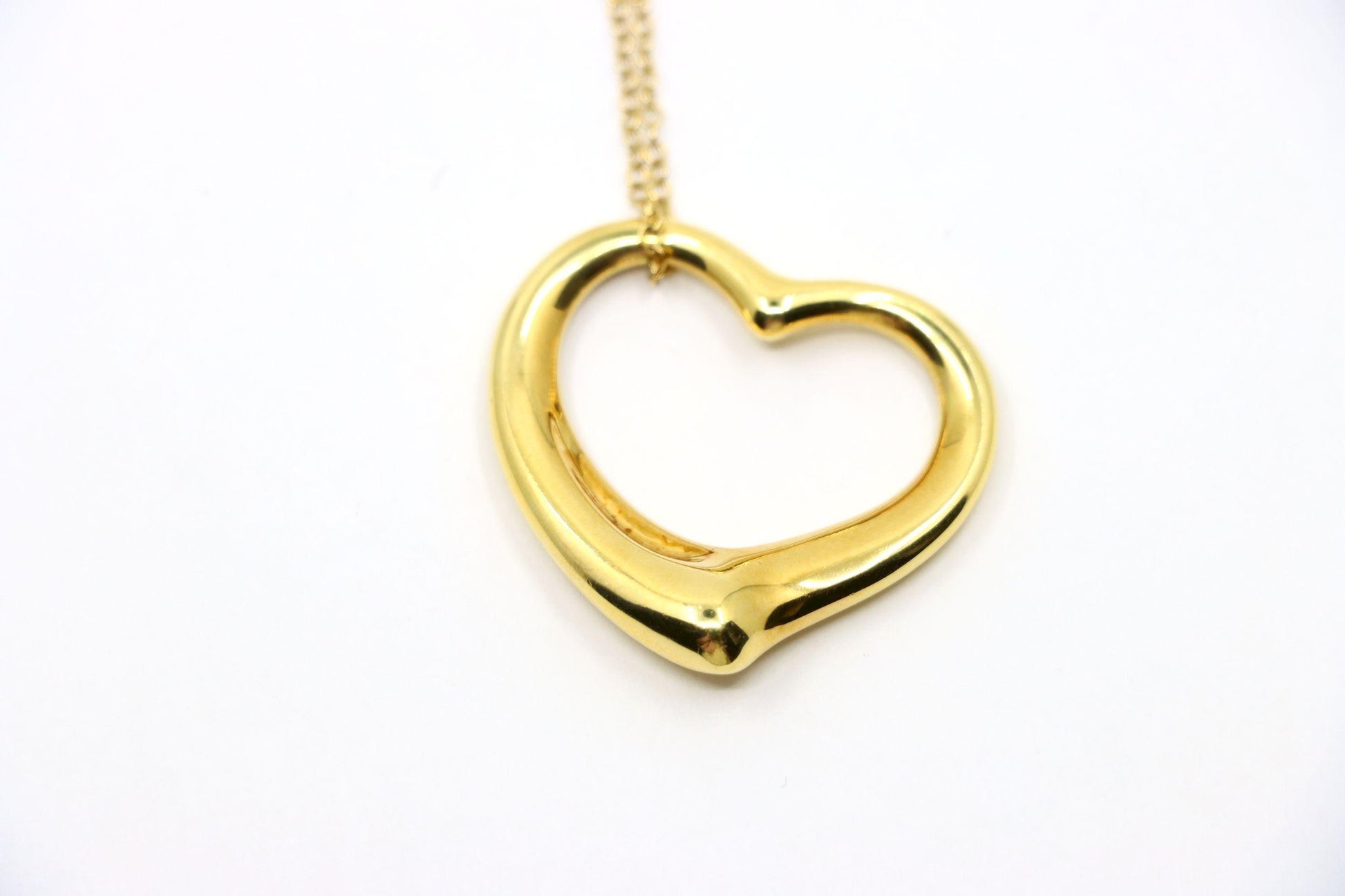 Tiffany & Co. 18K Gold Elsa Peretti Open Heart Pendant Necklace