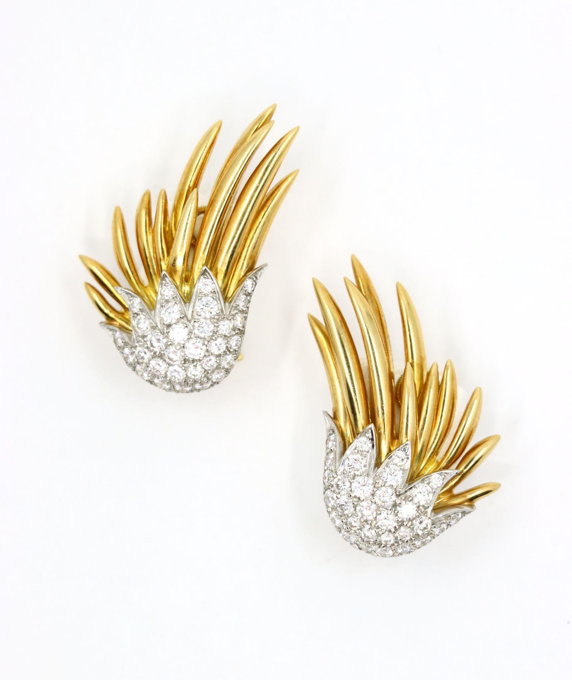 Tiffany & Co. 18K Gold Jean Schlumberger Flame Earrings