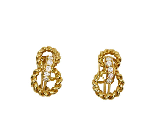 Tiffany & Co. 18K Gold Diamond Twist Earrings