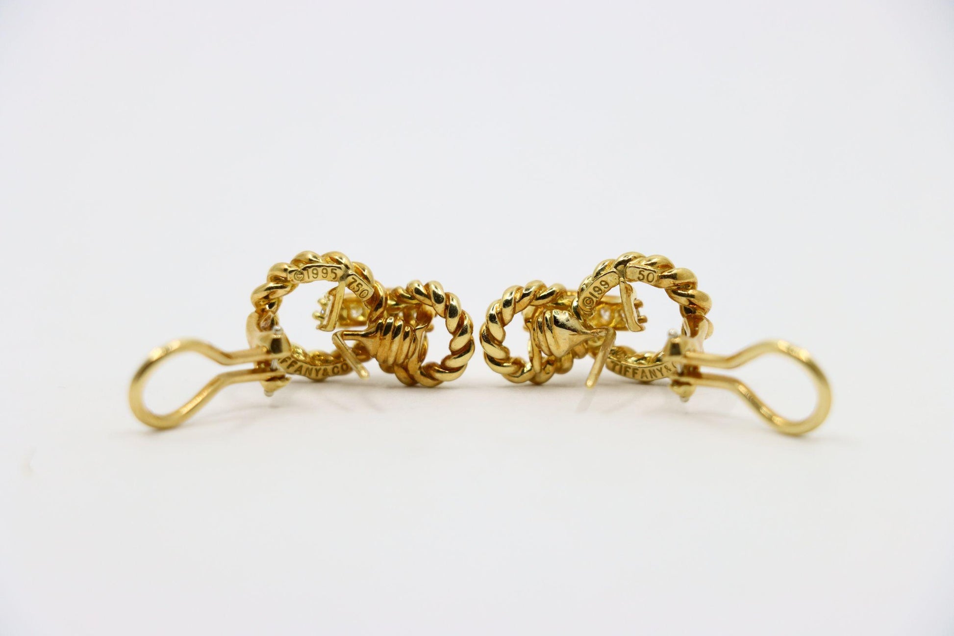Tiffany & Co. 18K Gold Diamond Twist Earrings