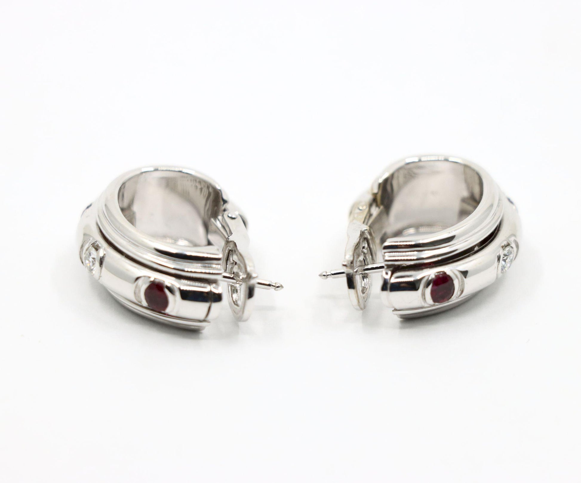 Vintage Piaget 18K White Gold Diamond Ruby Possession Earrings
