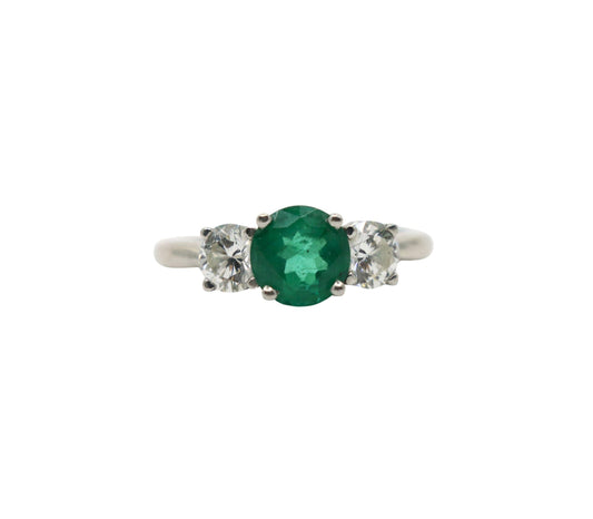 Platinum Gold Emerald Diamond Ring