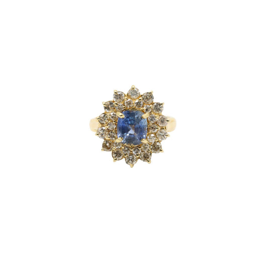 14K Gold Sapphire Diamond Ring