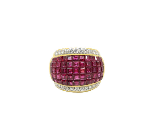 18K Gold Ruby Diamond Ring