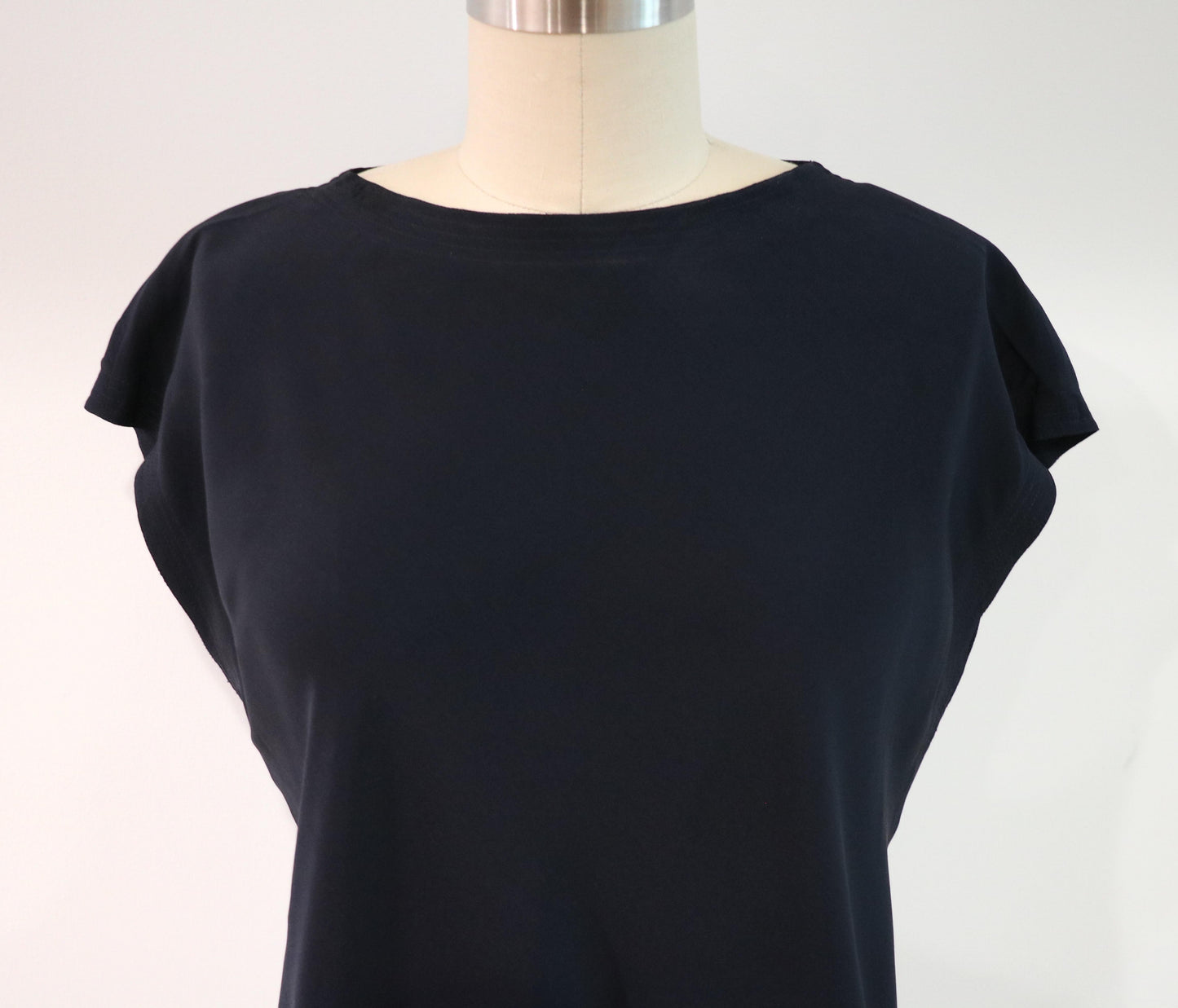 Chanel Boutique Navy Sleeveless Silk Top