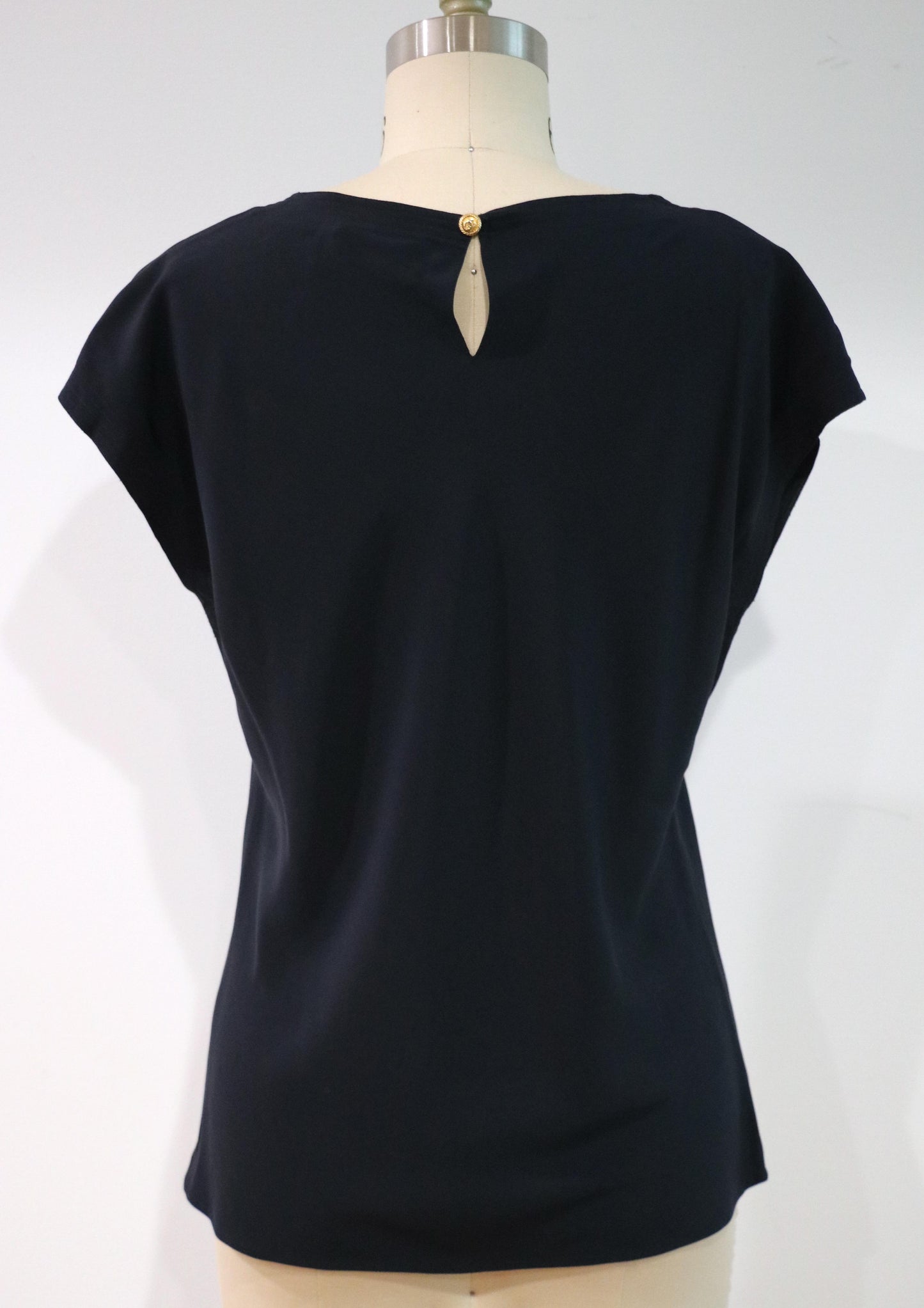 Chanel Boutique Navy Sleeveless Silk Top