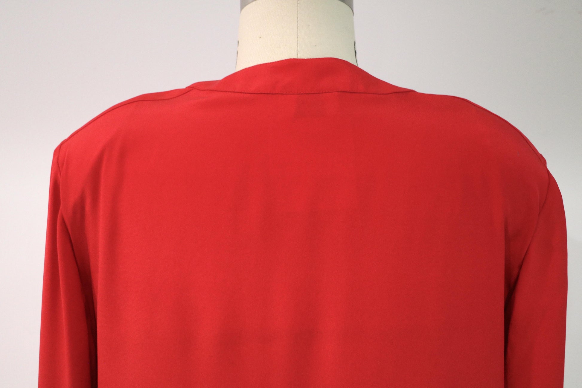 Vintage Chanel Double C Logo Red Silk Button-Up Top