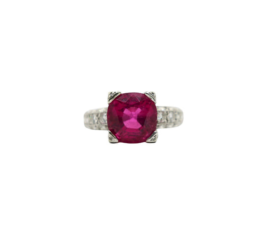 Platinum Tourmaline Diamonds Ring