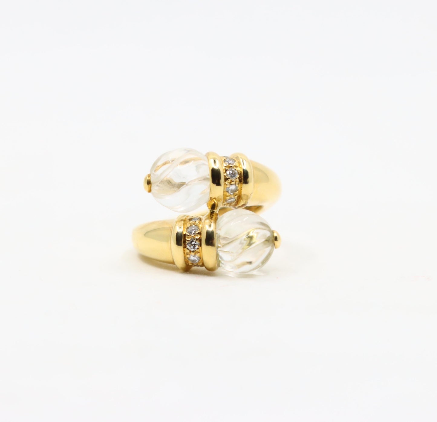 Boucheron Carved Rock Crystal and Diamond Toi et Moi Ring