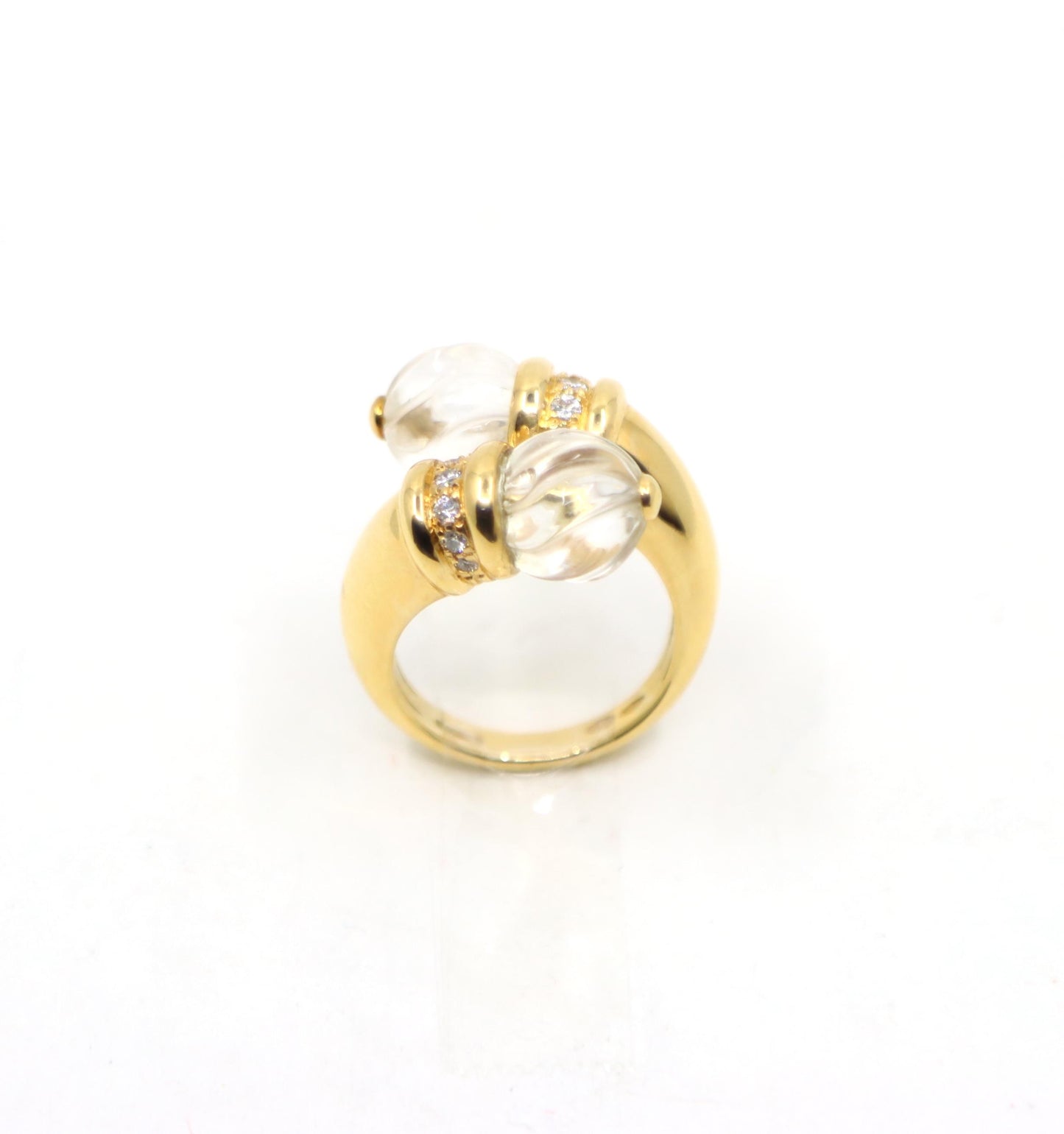 Boucheron Carved Rock Crystal and Diamond Toi et Moi Ring