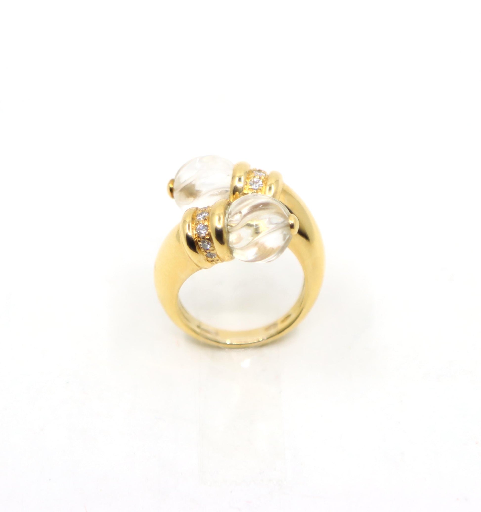 Boucheron Carved Rock Crystal and Diamond Toi et Moi Ring