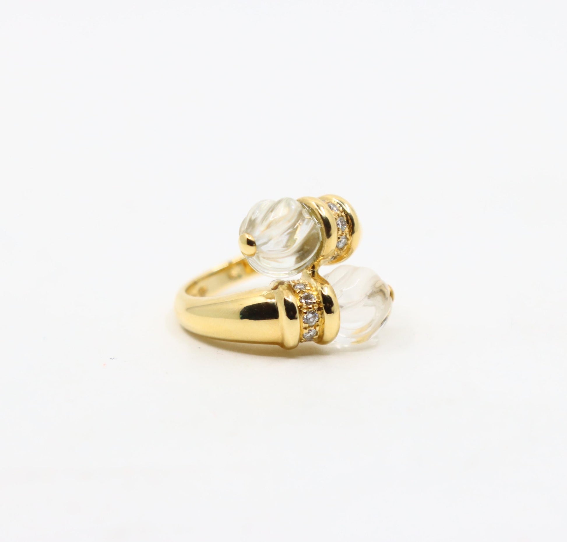 Boucheron Carved Rock Crystal and Diamond Toi et Moi Ring