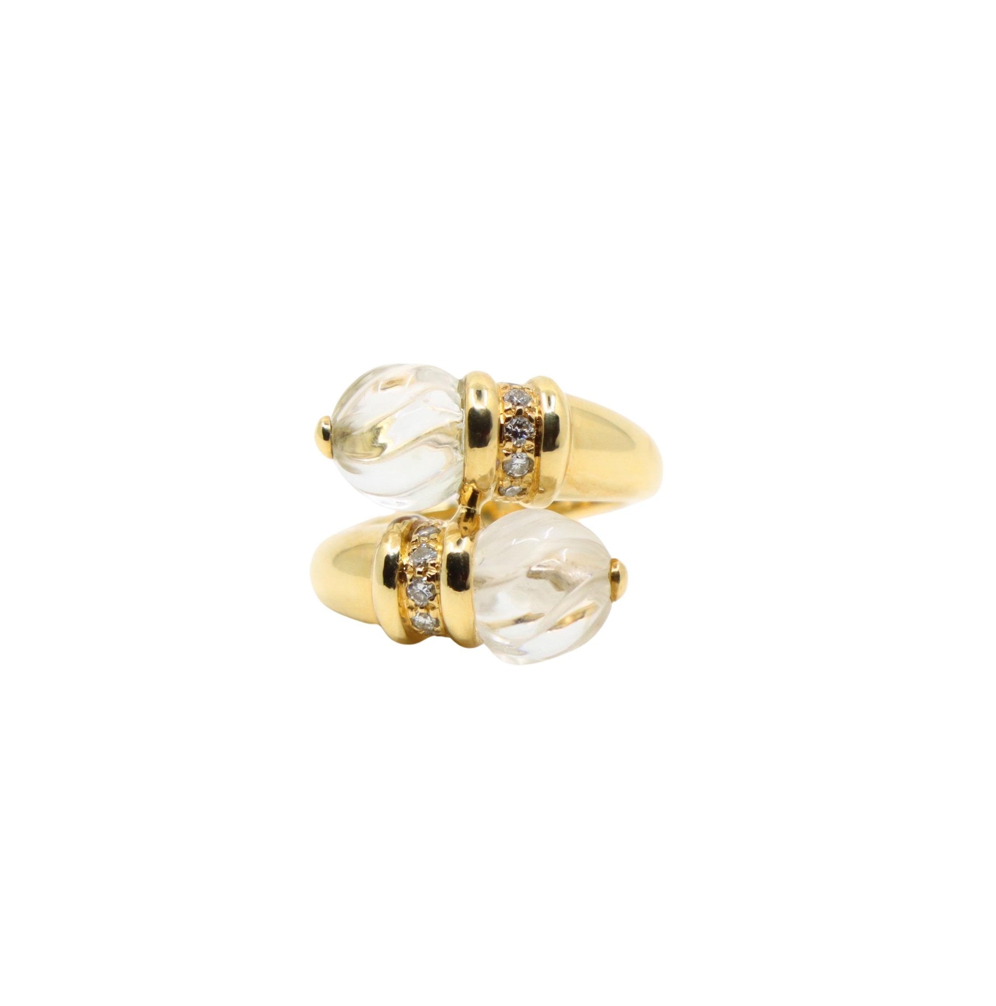 Boucheron Carved Rock Crystal and Diamond Toi et Moi Ring