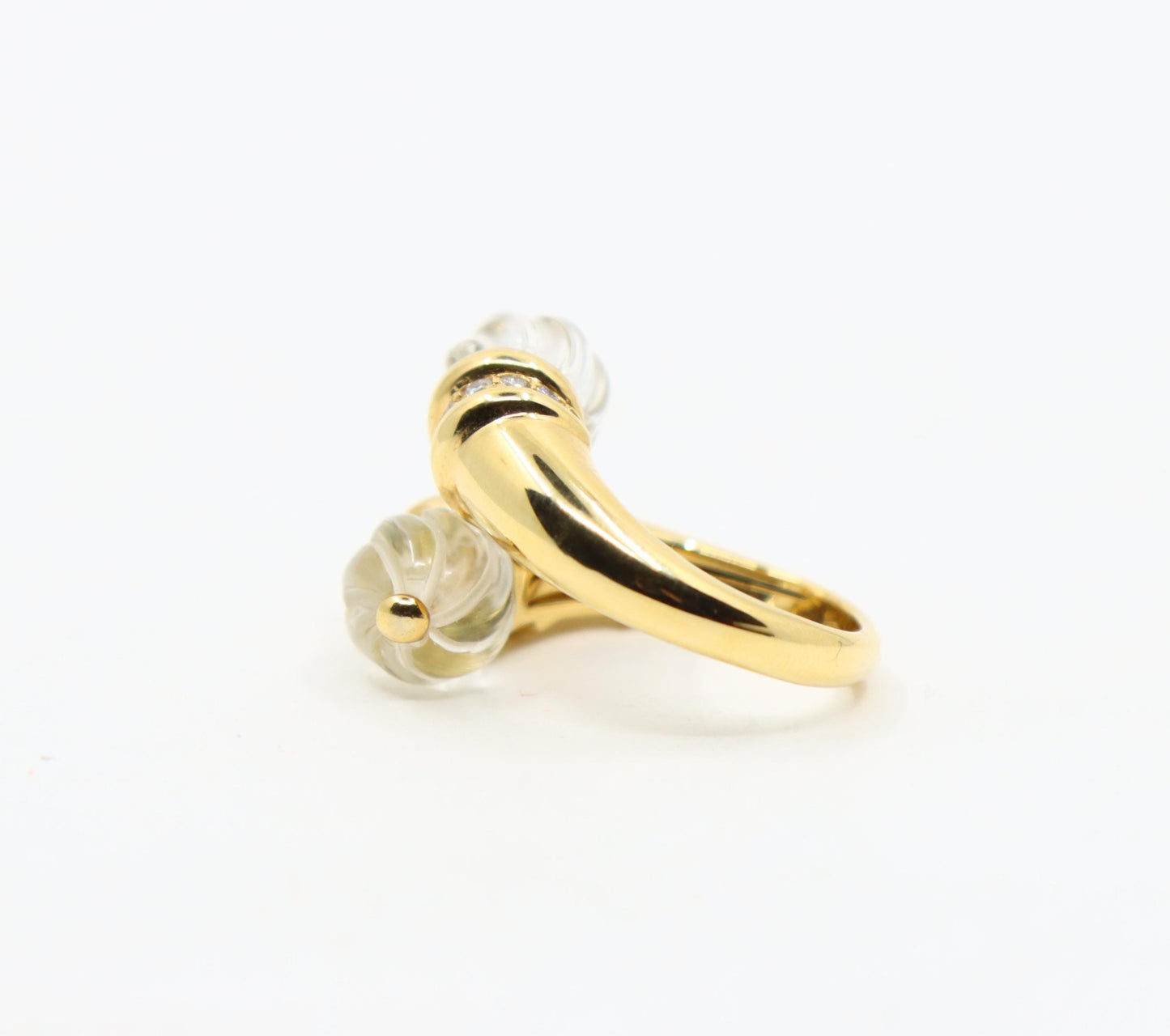 Boucheron Carved Rock Crystal and Diamond Toi et Moi Ring