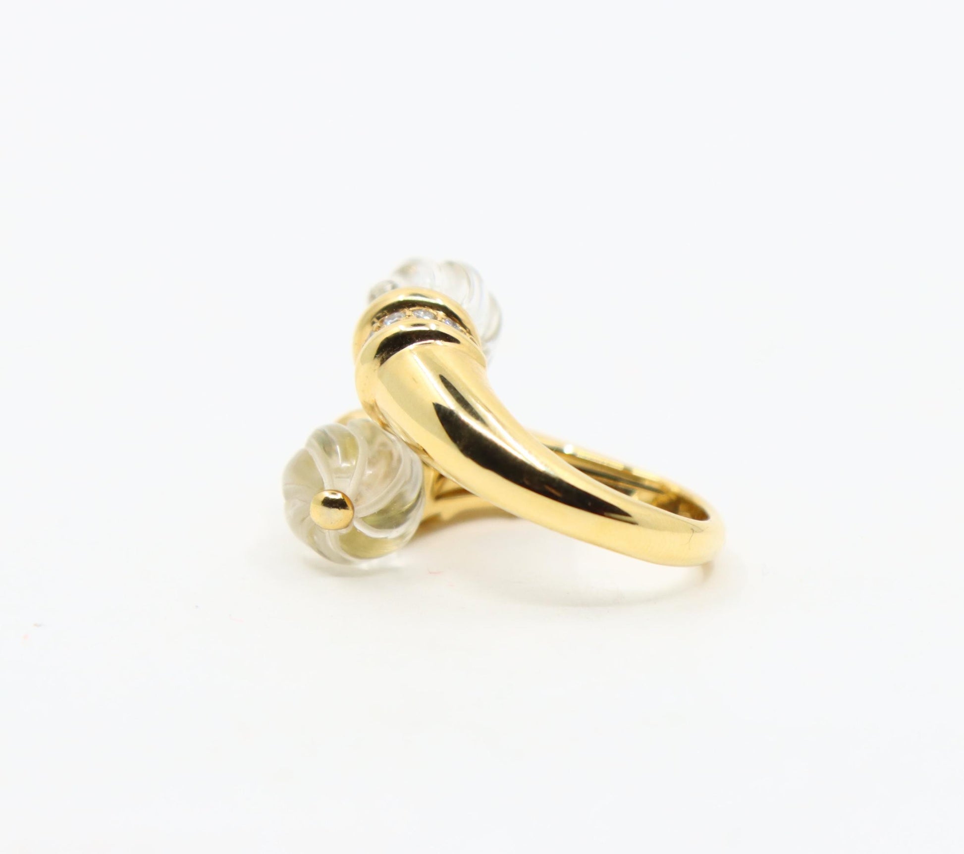 Boucheron Carved Rock Crystal and Diamond Toi et Moi Ring