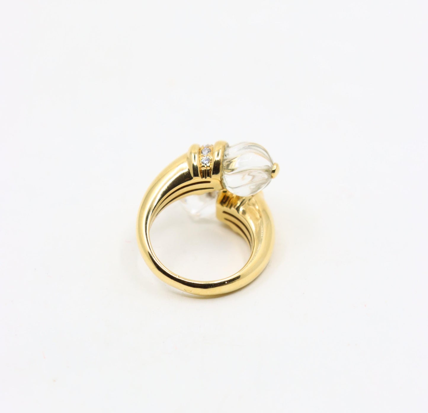 Boucheron Carved Rock Crystal and Diamond Toi et Moi Ring