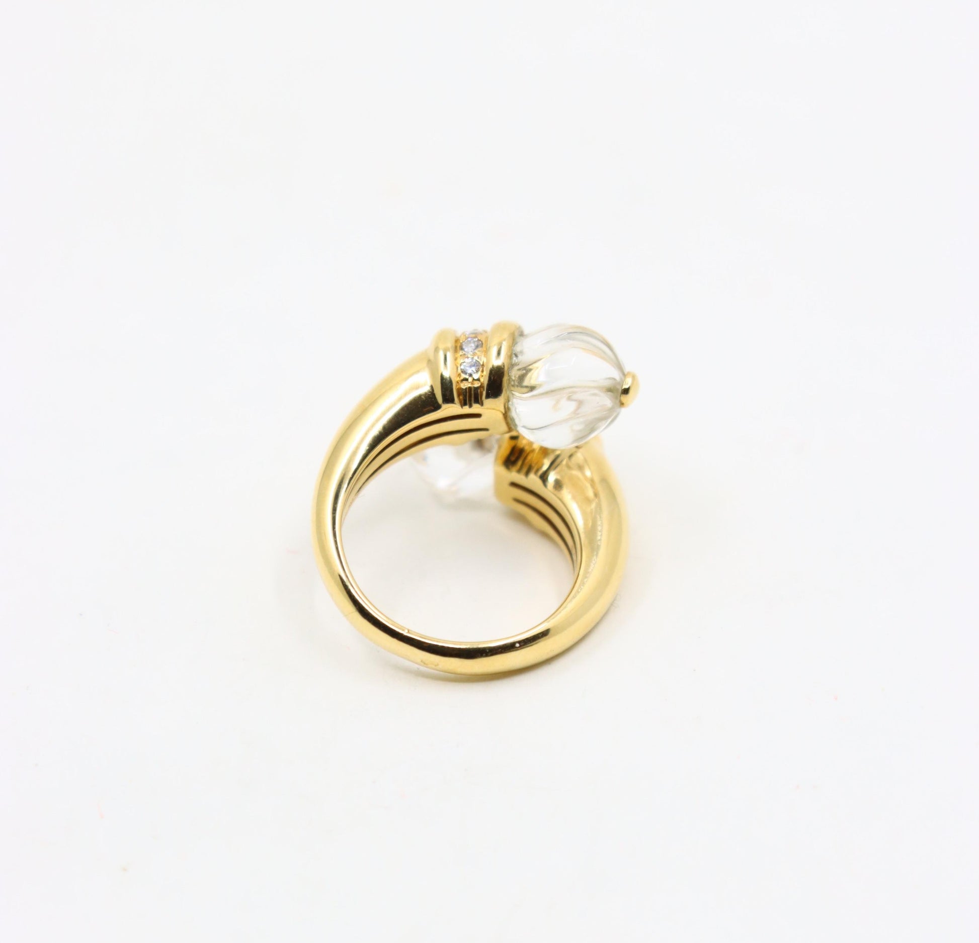Boucheron Carved Rock Crystal and Diamond Toi et Moi Ring