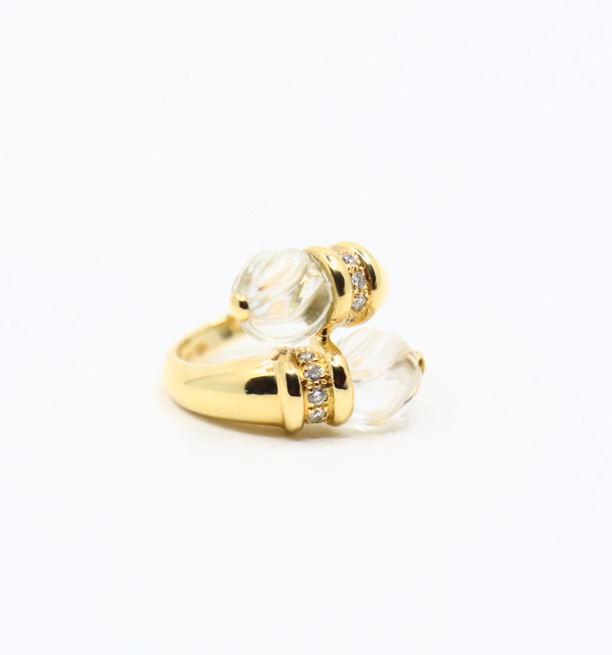 Boucheron Carved Rock Crystal and Diamond Toi et Moi Ring