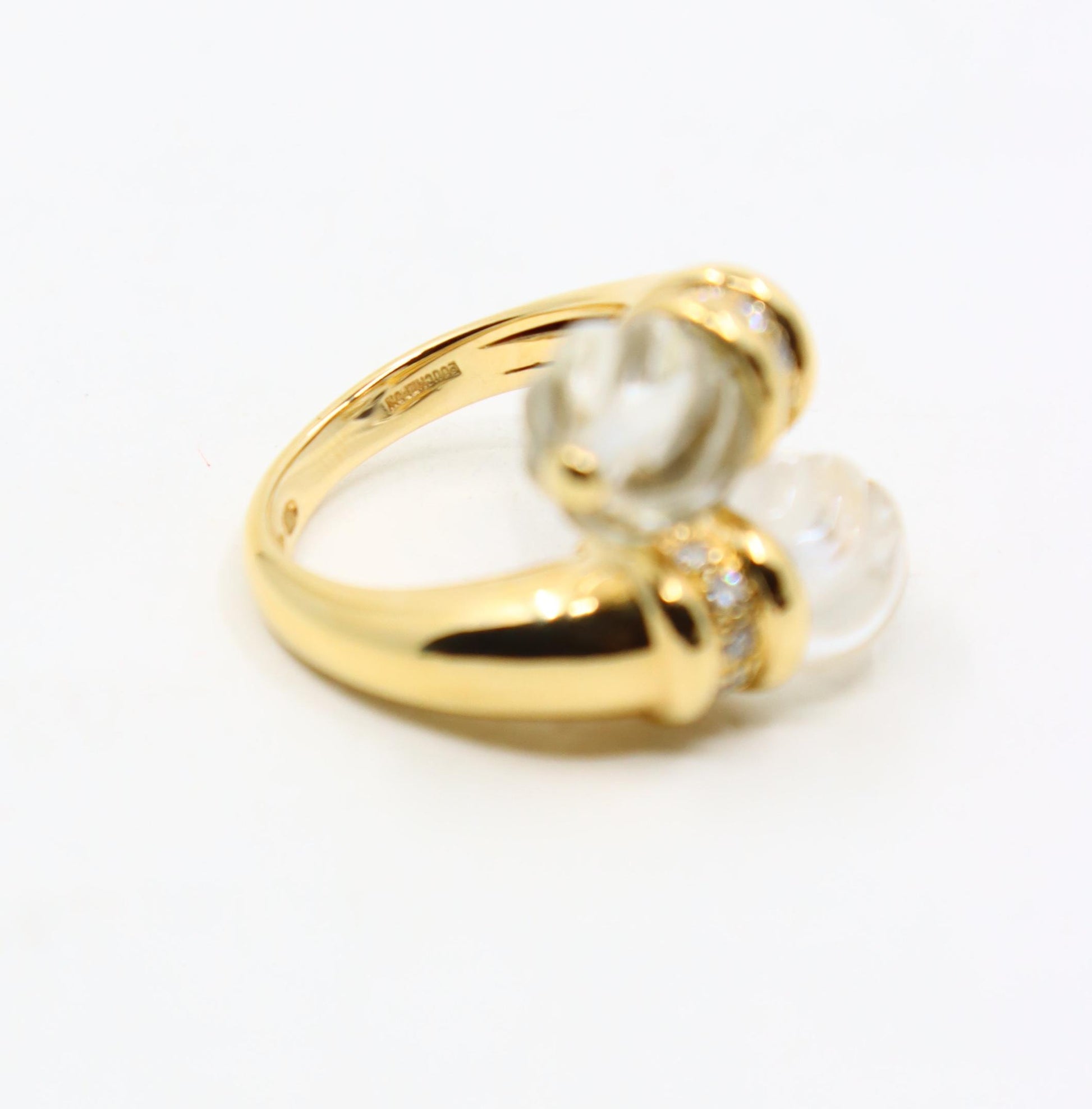 Boucheron Carved Rock Crystal and Diamond Toi et Moi Ring
