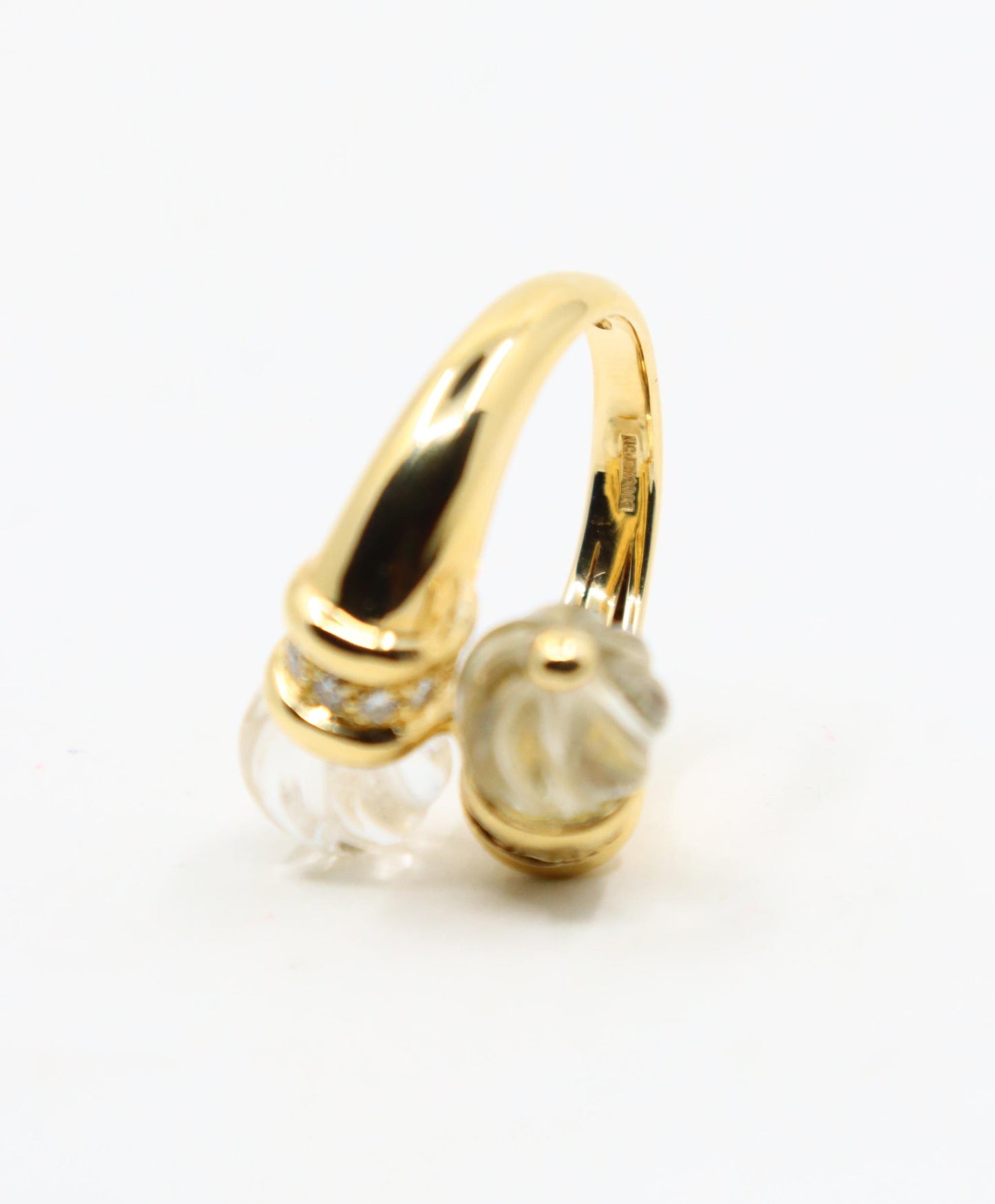 Boucheron Carved Rock Crystal and Diamond Toi et Moi Ring