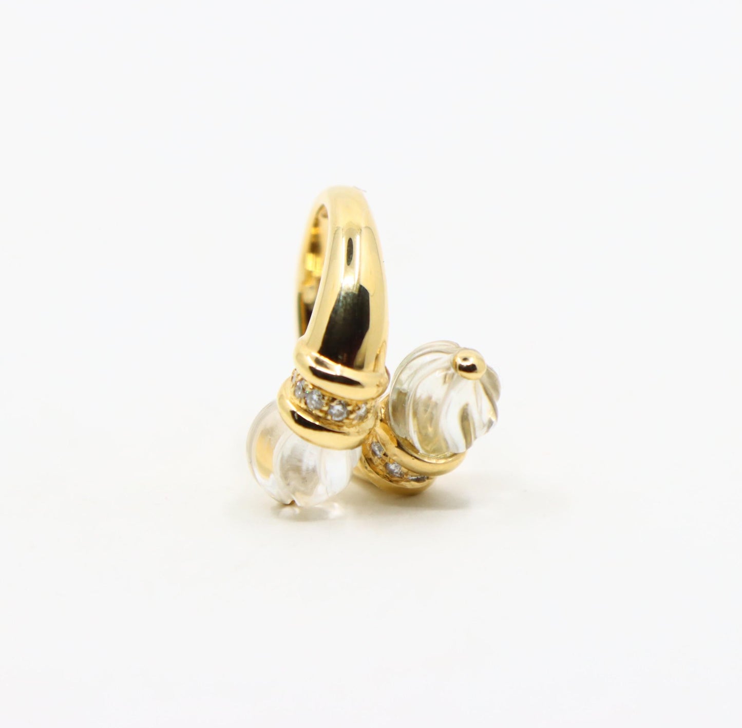 Boucheron Carved Rock Crystal and Diamond Toi et Moi Ring