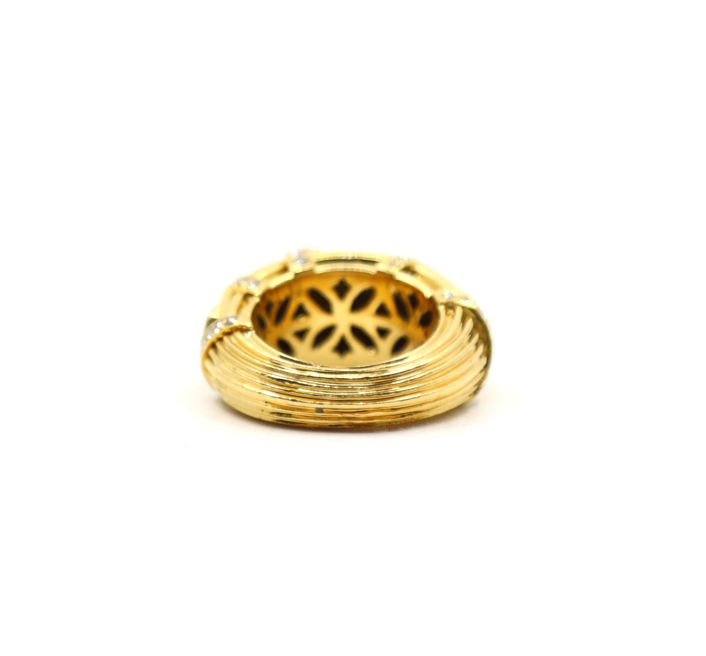 Cartier 18K Ridged Gold Pave Diamond Foliage Ring