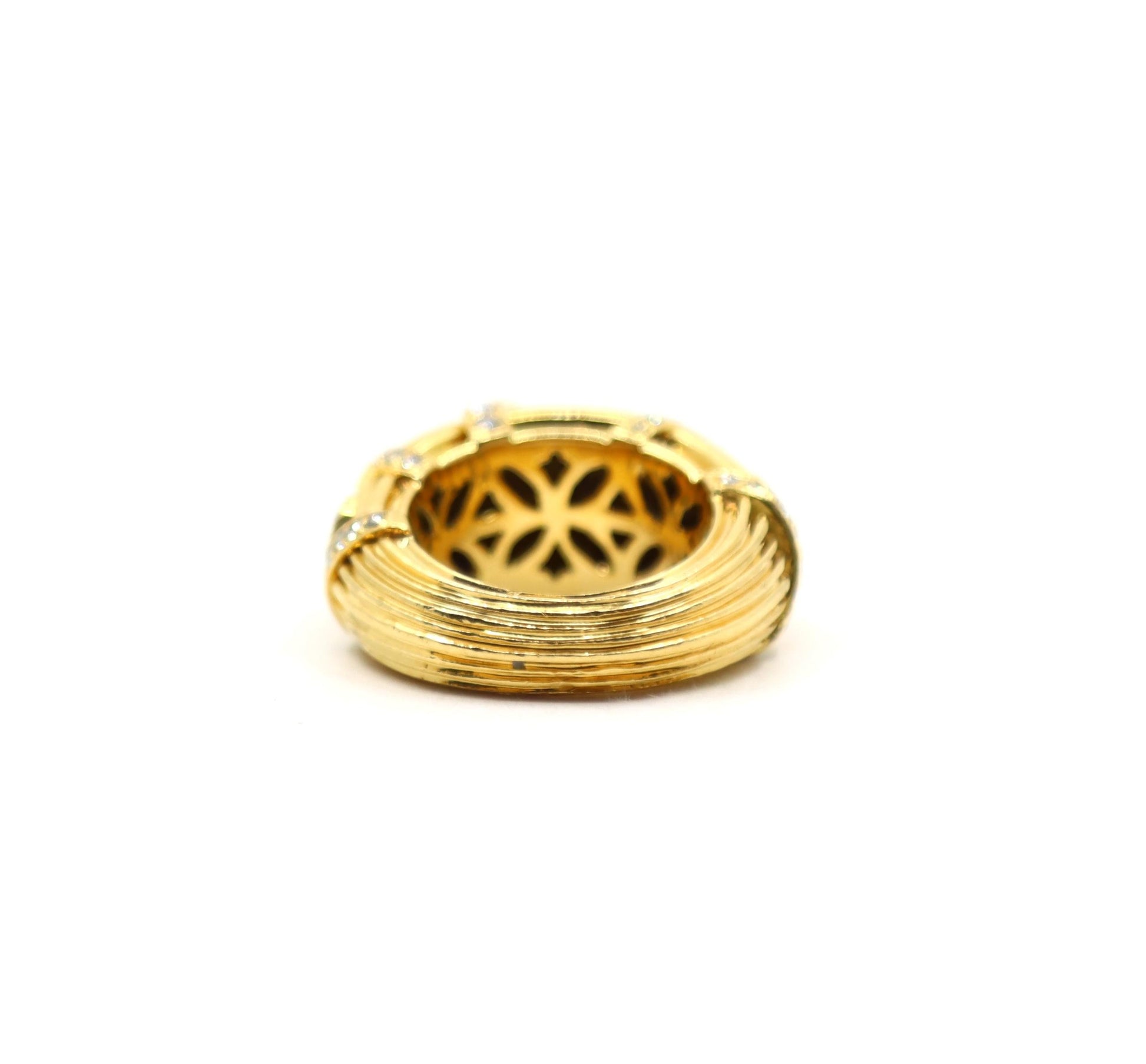 Cartier 18K Ridged Gold Pave Diamond Foliage Ring