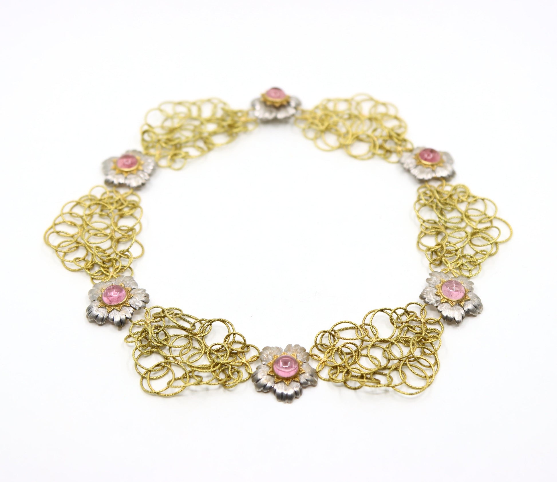 Buccellati 18K Yellow & White Gold Olympia Pink Tourmaline Necklace