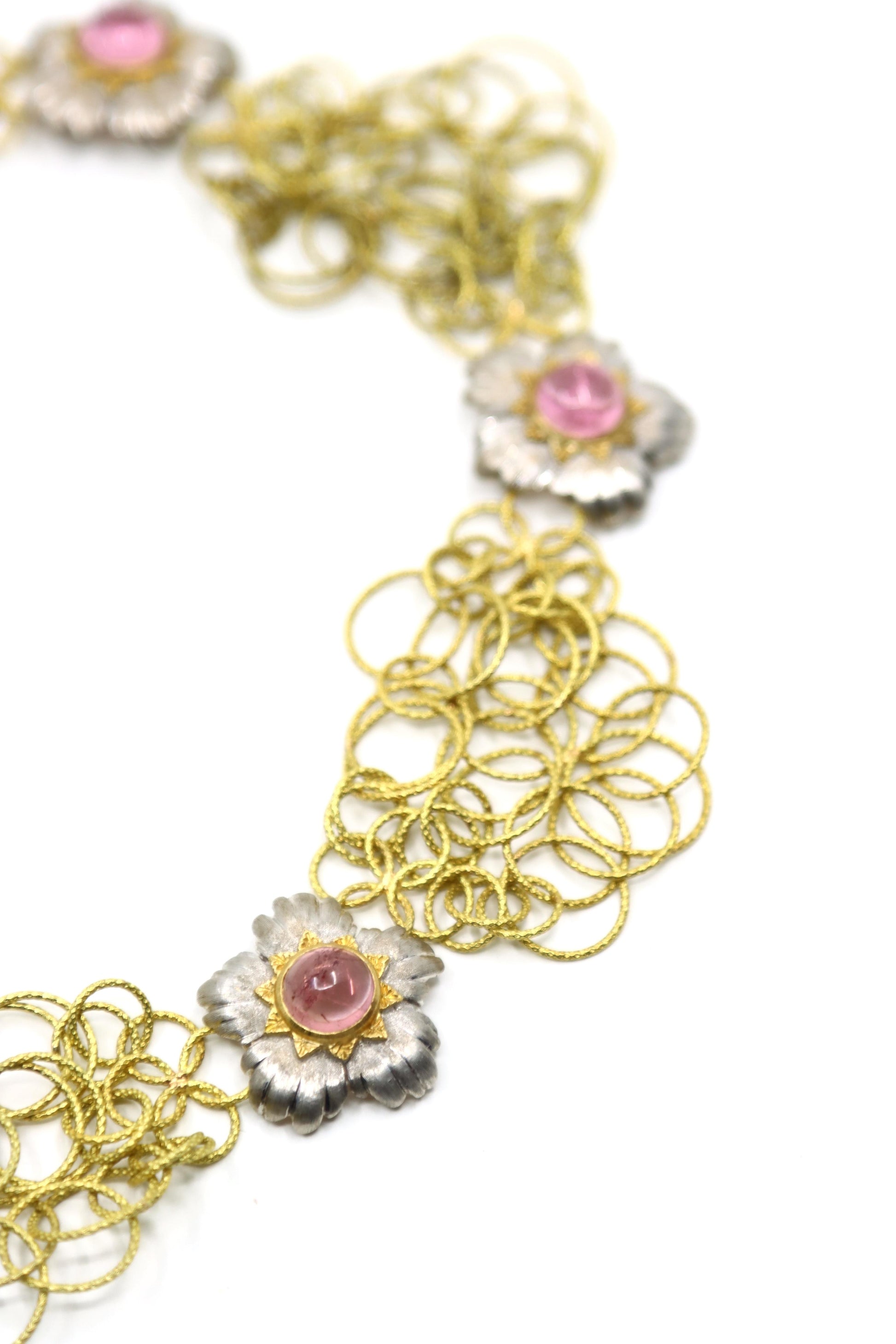 Buccellati 18K Yellow & White Gold Olympia Pink Tourmaline Necklace
