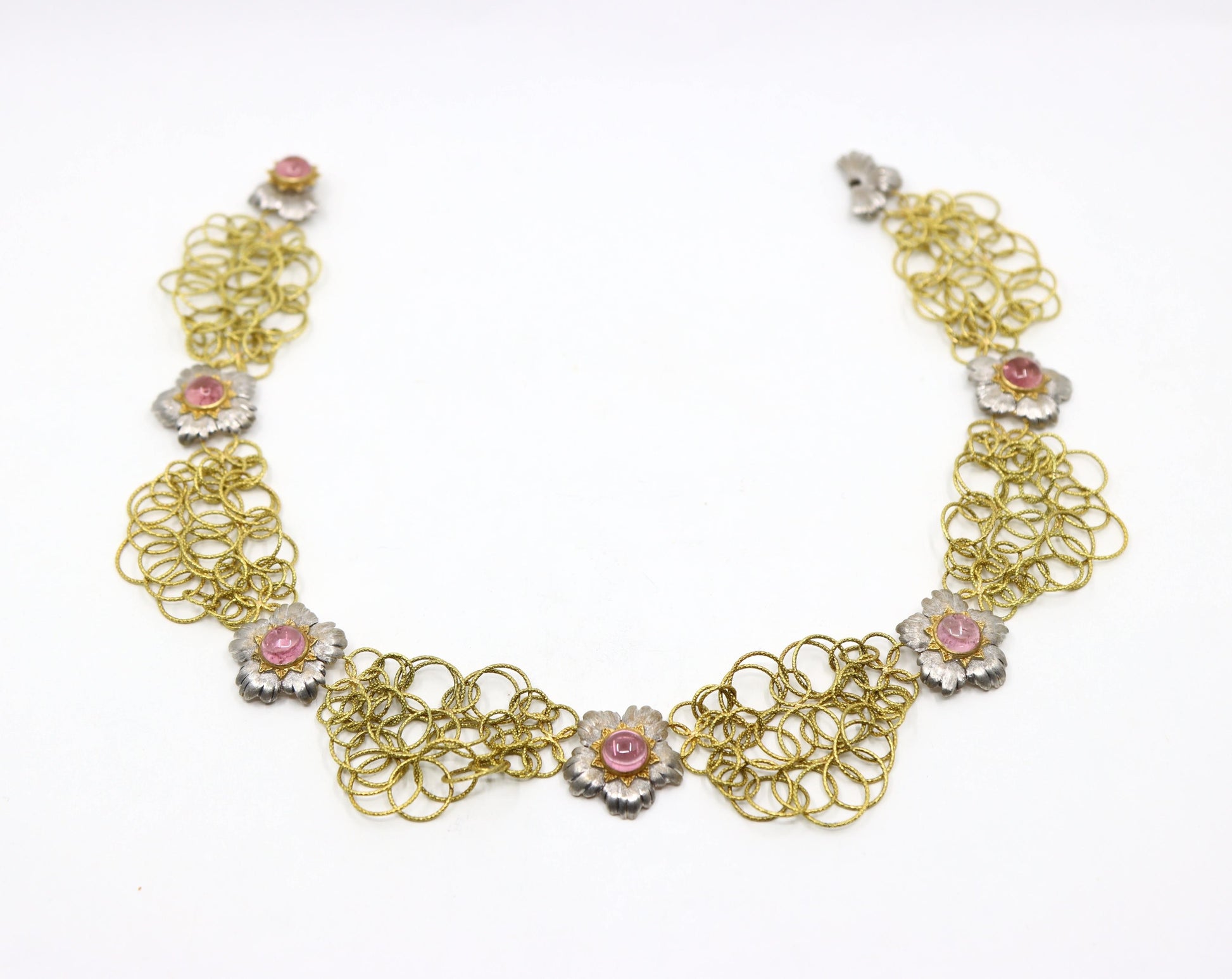 Buccellati 18K Yellow & White Gold Olympia Pink Tourmaline Necklace