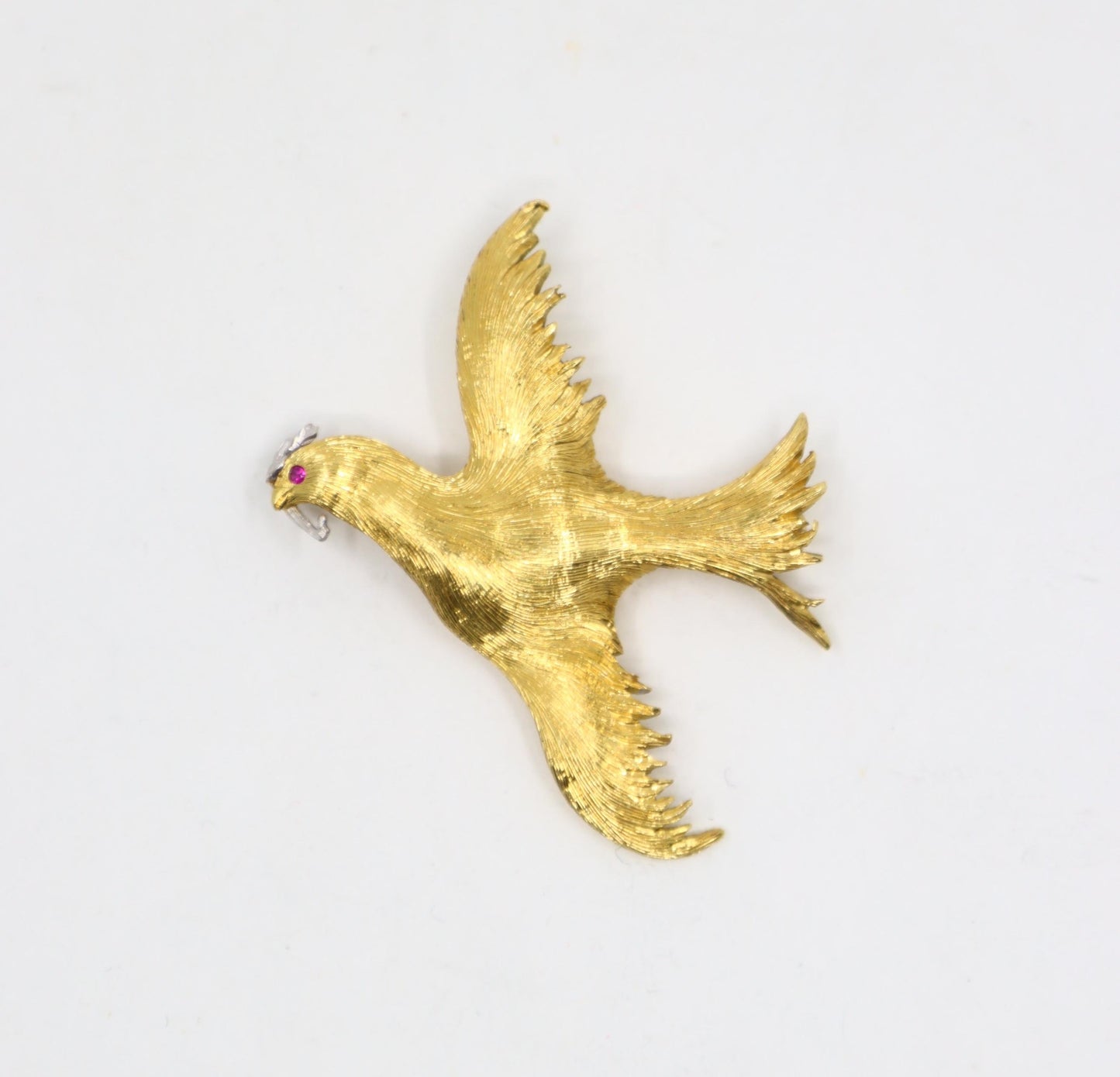 Buccellati 18K Gold Rigato Satin Finish Dove of Peace Brooch