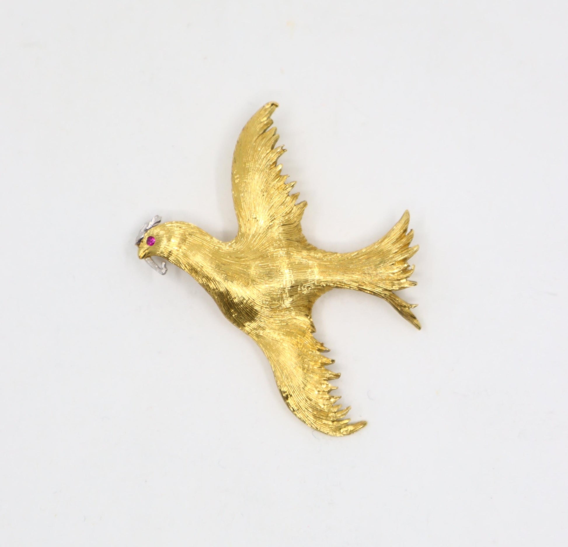 Buccellati 18K Gold Rigato Satin Finish Dove of Peace Brooch