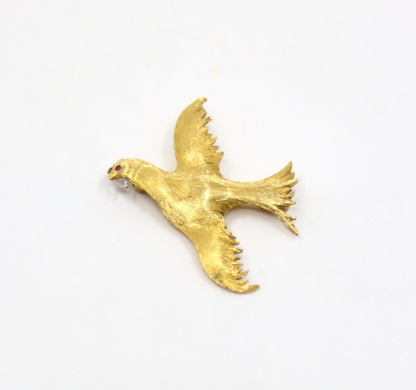 Buccellati 18K Gold Rigato Satin Finish Dove of Peace Brooch