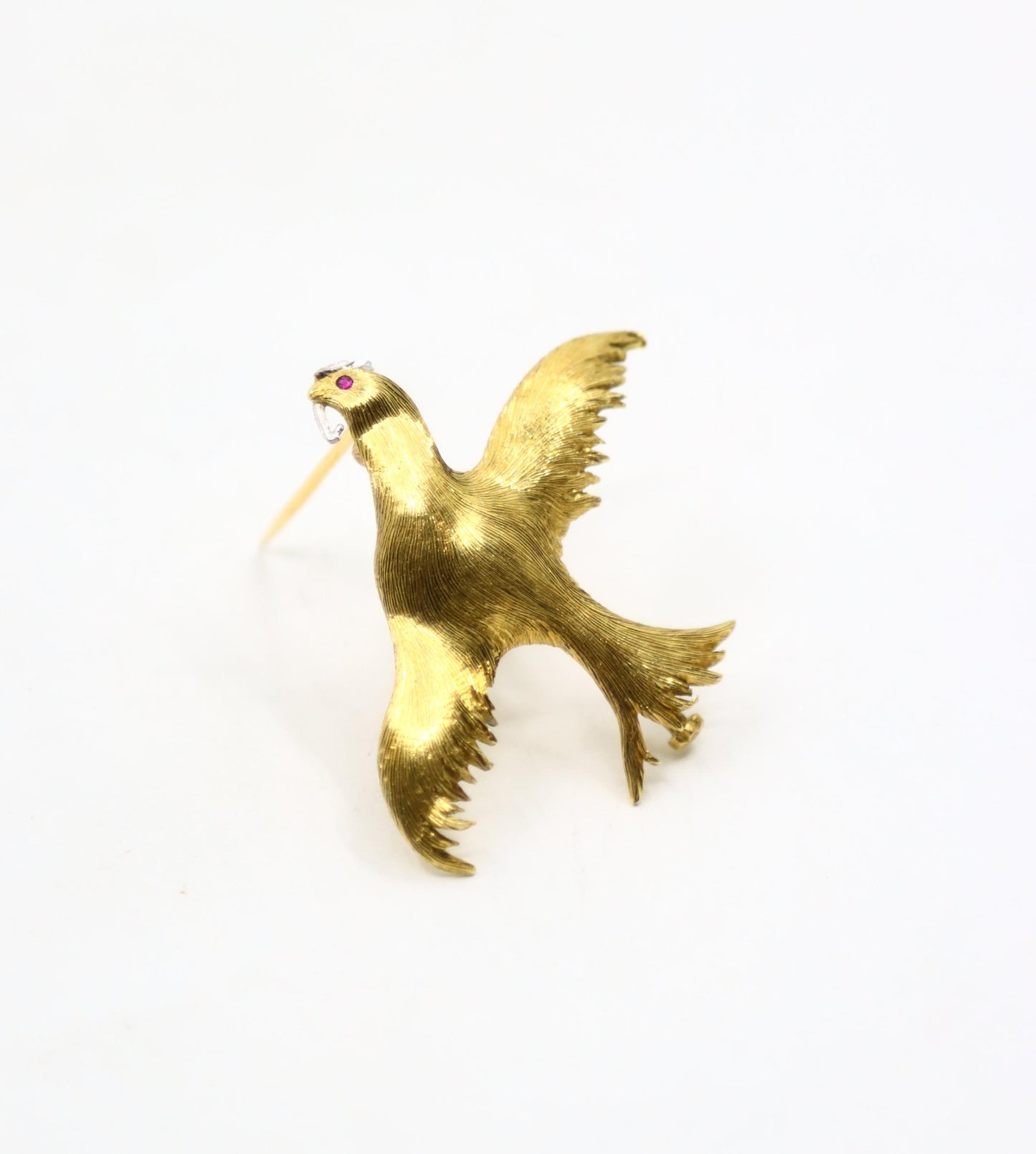 Buccellati 18K Gold Rigato Satin Finish Dove of Peace Brooch