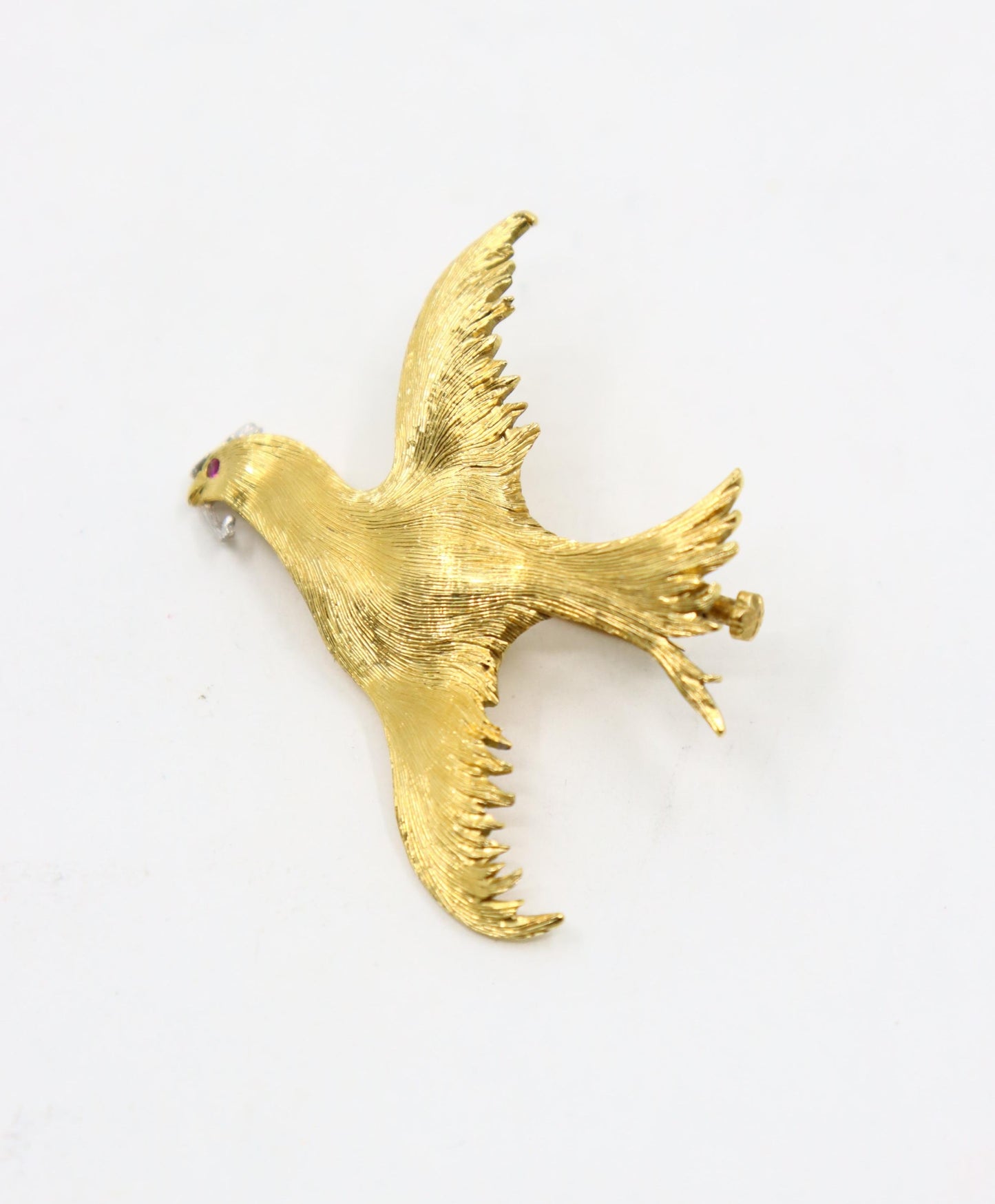Buccellati 18K Gold Rigato Satin Finish Dove of Peace Brooch