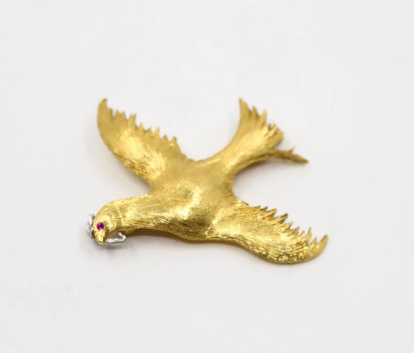 Buccellati 18K Gold Rigato Satin Finish Dove of Peace Brooch