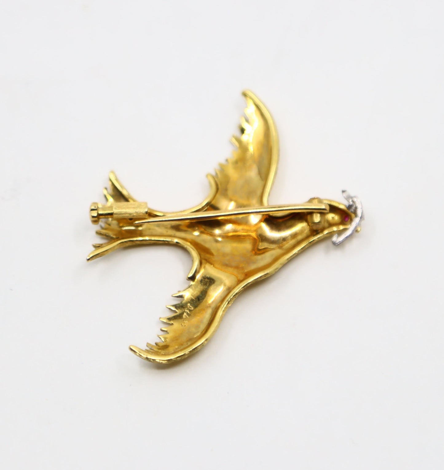 Buccellati 18K Gold Rigato Satin Finish Dove of Peace Brooch