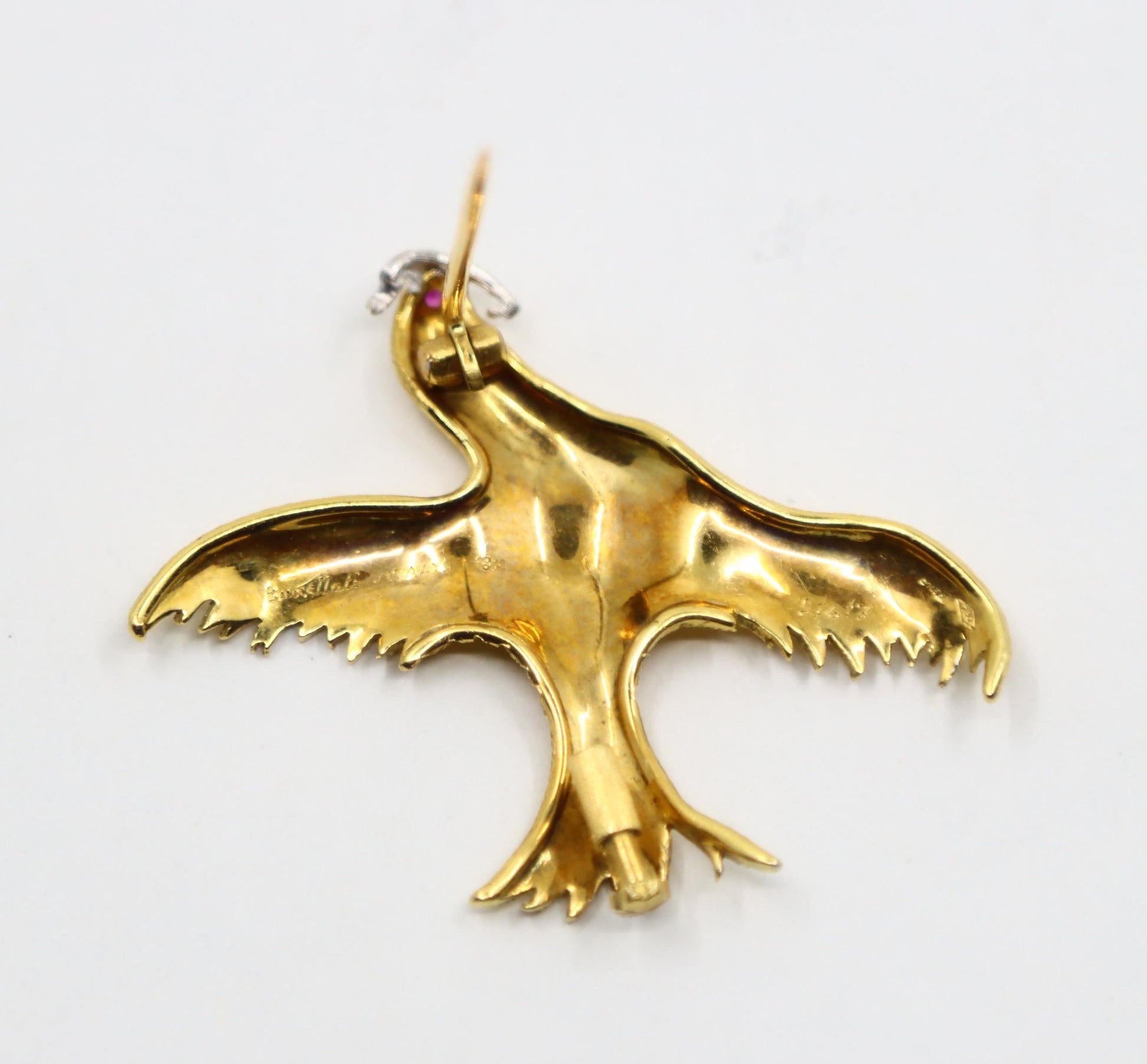 Buccellati 18K Gold Rigato Satin Finish Dove of Peace Brooch
