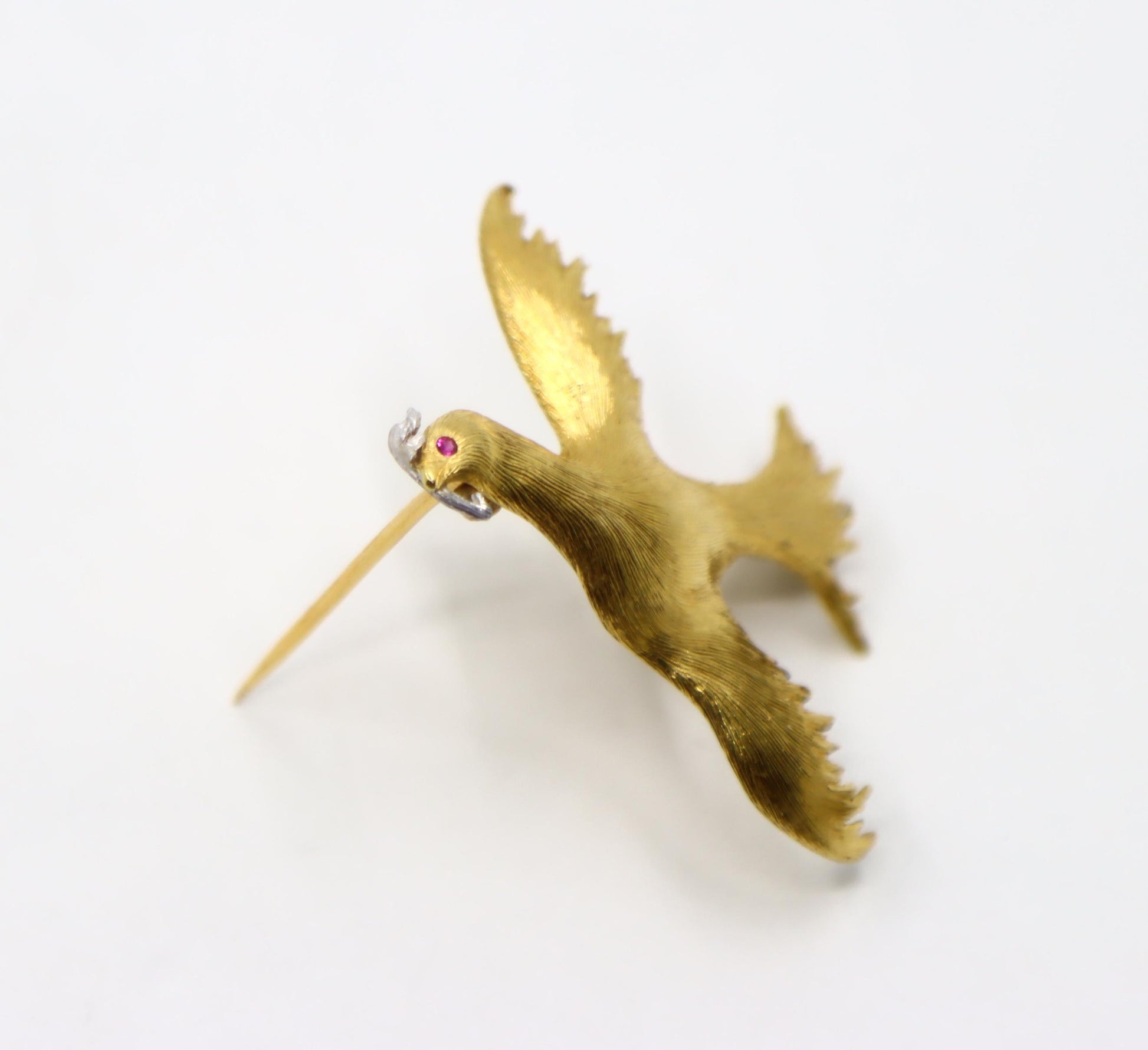 Buccellati 18K Gold Rigato Satin Finish Dove of Peace Brooch
