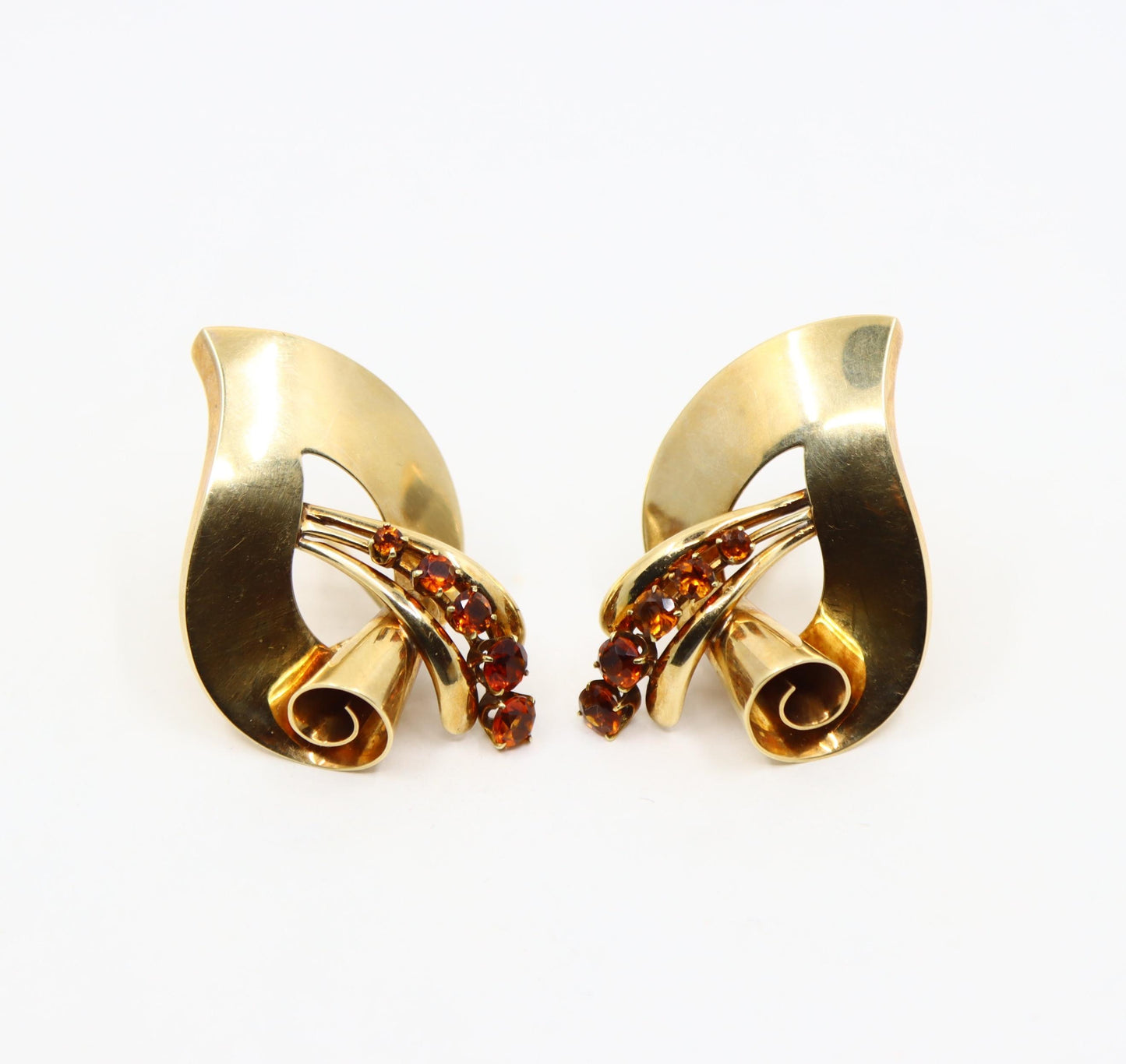 Tiffany & Co. 14K Gold Citrine Leaf Double Brooch