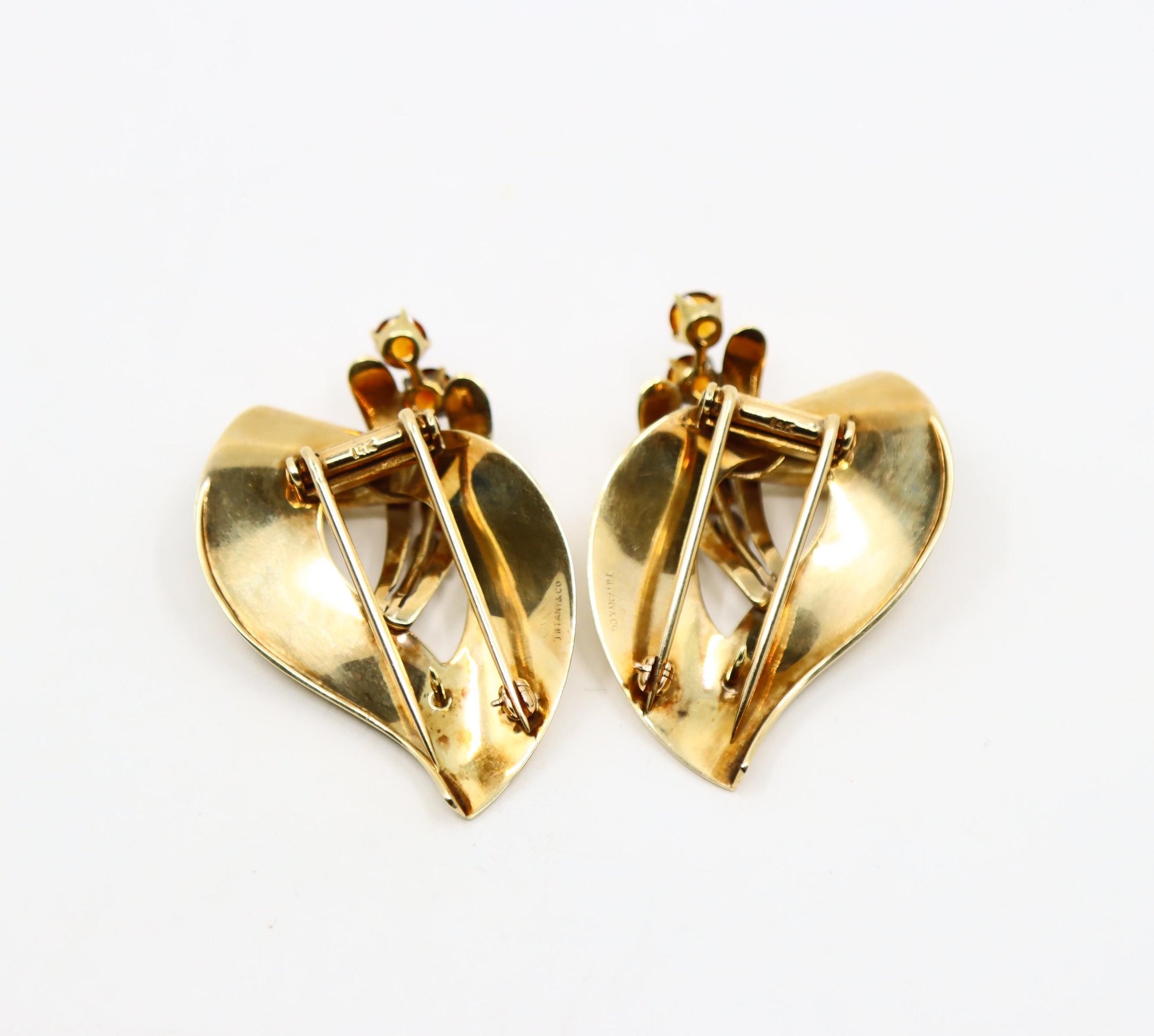 Tiffany & Co. 14K Gold Citrine Leaf Double Brooch